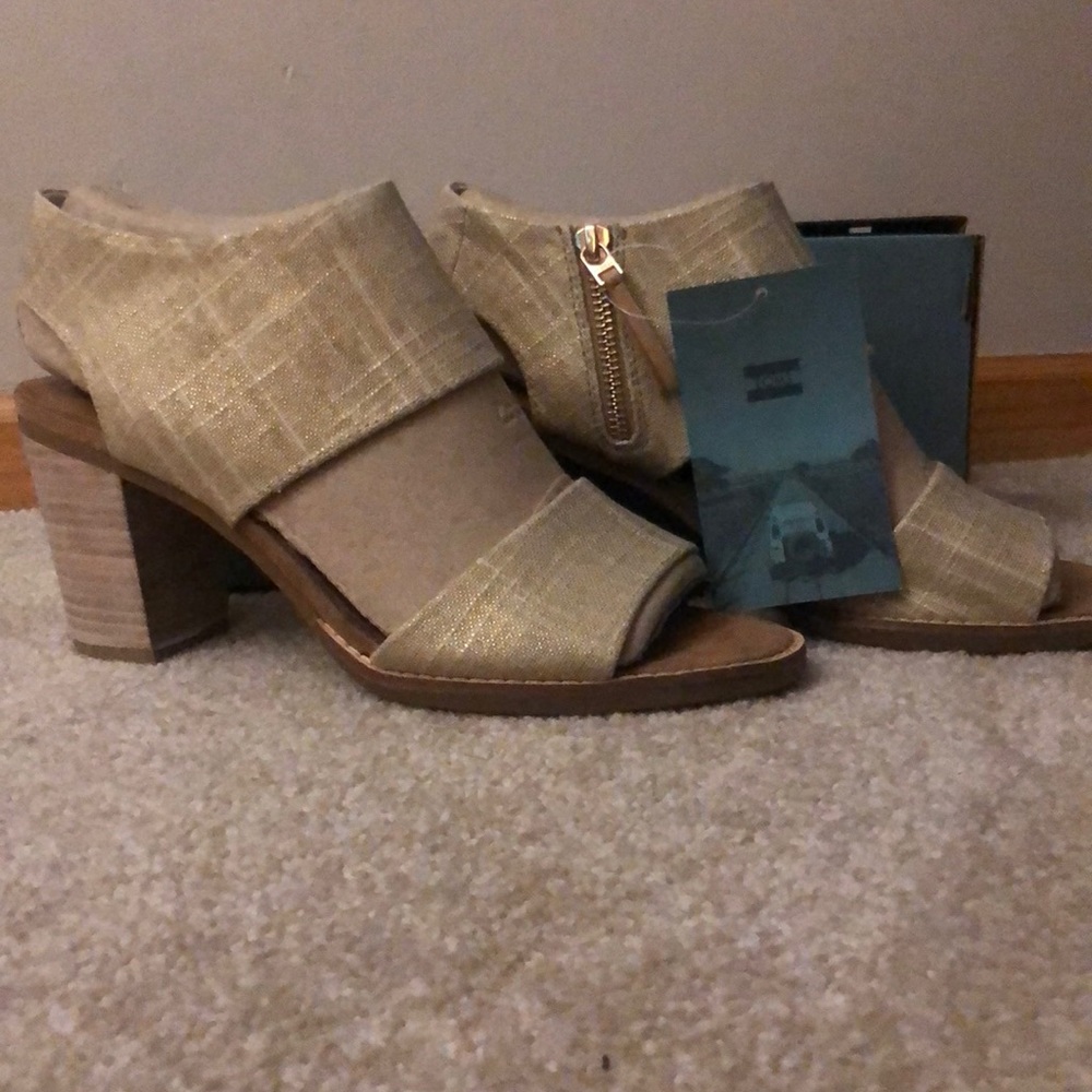 Toms,Majorca Cutout, Champagne Metallic Foil Woven